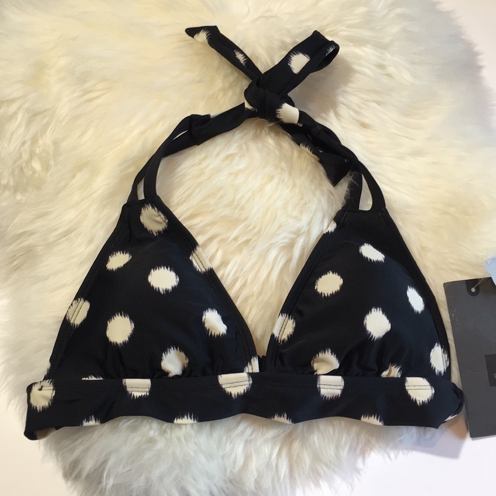 Mossimo Black Ivory Dot Bikini Swim Top Small Nwt